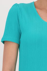 Groen T-shirt met gewafelde structuur van Claude Arielle voor Dames