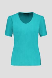 Groen T-shirt met gewafelde structuur van Claude Arielle voor Dames