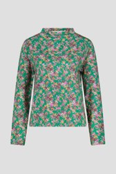 Groen T-shirt met roze bloemenprint van Libelle voor Dames