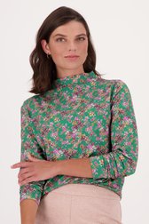 Groen T-shirt met roze bloemenprint van Libelle voor Dames