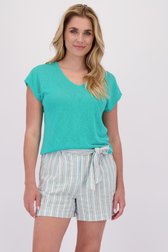 Voorkant van Groen T-shirt met V-hals  door Libelle voor Dames