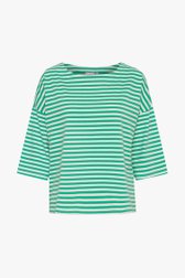 Groen-wit gestreept T-shirt met 3/4 mouwen van Fransa voor Dames