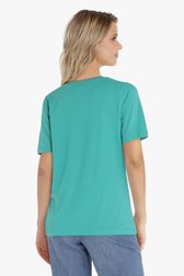 Groenblauw T-shirt met glitter V-hals van Liberty Island voor Dames