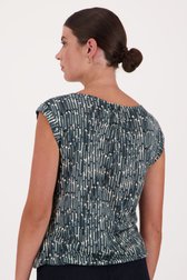 Groenblauwe top met print  van Opus voor Dames