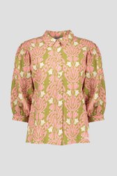 Groene blouse met ecru-roze print van Geisha voor Dames