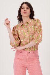 Groene blouse met ecru-roze print van Geisha voor Dames