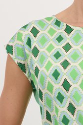 Groene blouse met ruitjesmotief van More & More voor Dames