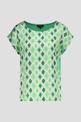 Groene blouse met ruitjesmotief van More & More voor Dames