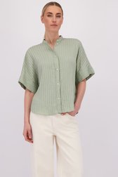 Voorkant van Groene blouse met ton-sur-ton strepen door Marc O'Polo voor Dames