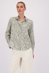 Voorkant van Groene blouse met witte bloemenprint door Marc O'Polo voor Dames