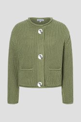 Productfoto 1 van Groene gebreide cardigan met detailknopen door More & More voor Dames