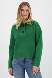 Groene gebreide trui met kraagje van Opus voor Dames