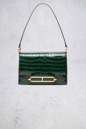 Voorkant van Groene handtas met krokodillenstructuur door Laurent David voor Dames