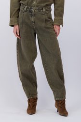 Detail van Groene jeans - Barrel fit - 7/8 lengte door Liberty Island Denim voor Dames