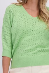 Detail van Groene trui met driekwartmouwen door Libelle voor Dames