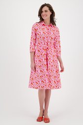 Halflang kleedje met rood-roze patroon van More & More voor Dames