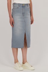Halflange denim rok - grijsblauw van Liberty Island Denim voor Dames