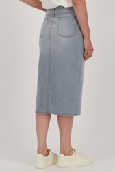 Halflange denim rok - grijsblauw van Liberty Island Denim voor Dames