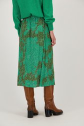 Halflange groene rok met bladerprint van Libelle voor Dames
