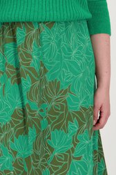 Halflange groene rok met bladerprint van Libelle voor Dames