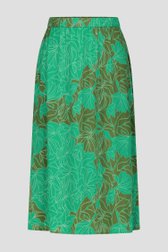 Halflange groene rok met bladerprint van Libelle voor Dames