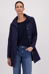 Halflange navy jas met kap van Claude Arielle voor Dames