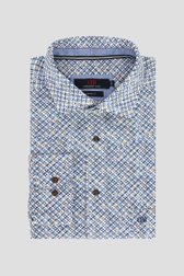 Voorkant van Hemd met blauw-beige print - Comfort fit door Dansaert Blue voor Heren