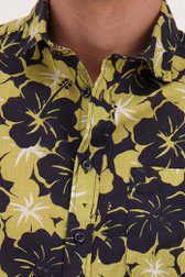 Detail van Hemd met blauw-groene bloemenprint - Regular fit door Ravøtt voor Heren