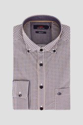 Hemd met fijne print in bruin/blauw - Regular fit van Dansaert Blue voor Heren