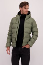 Le devant de Imperméable matelassé vert olive avec capuche de Tantä pour Hommes