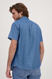 Jeansblauw hemd met korte mouwen - Regular fit van Ravøtt voor Heren
