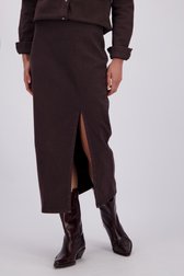 Le devant de Jupe longue en jean brune de Liberty Island Denim pour Femmes