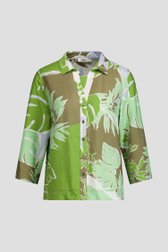 Productfoto 1 van Kaki blouse met groene bladerprint door Libelle voor Dames