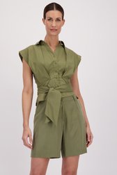 Kaki blouse met strik van More & More voor Dames