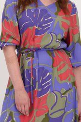 Extra foto 1 van Kaki kleedje met kleurrijke bladerprint door Libelle voor Dames