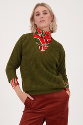 Kaki ribgebreide trui met 3/4 mouwen van Libelle voor Dames
