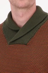 Kaki-roestbruine trui met opstaande kraag  van Ravøtt voor Heren