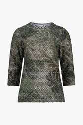 Kaki T-shirt in reliëfstof  van Bicalla voor Dames