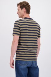 Achterkant van Kaki T-shirt met blauwe strepen door Ravøtt voor Heren