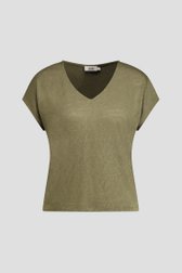 Productfoto 1 van Kaki T-shirt met V-hals door Libelle voor Dames