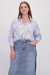 Voorkant van Katoenen gestreepte blouse met bladermotief door Yest Curve voor Dames