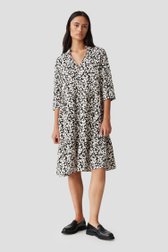 Kleedje met ecru-zwarte print van Opus voor Dames