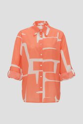 Koraalrode blouse met witte print van Opus voor Dames