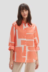 Koraalrode blouse met witte print van Opus voor Dames