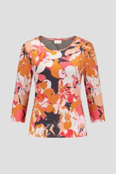 Koraalrood T-shirt met bloemen van Barbara Lebek voor Dames