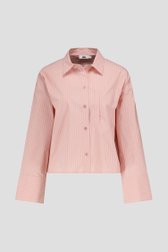 Koraalroze cropped blouse met strepen van Louise voor Dames