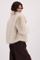 Achterkant van Korte beige mantel in faux fur door Louise voor Dames