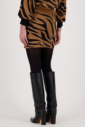 Korte bruine rok met zwarte print van AC by Annelien Coorevits voor Dames