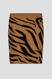 Korte bruine rok met zwarte print van AC by Annelien Coorevits voor Dames