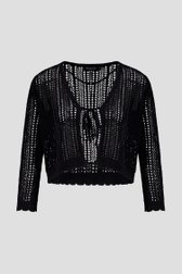 Korte zwarte gebreide cardigan met striklint van Signature voor Dames